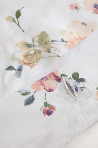 WILD FLOWERS SATEEN DUVET COVER (300 THREAD COUNT) - Light beige by Zara