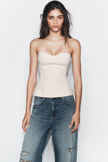 SWEETHEART BANDEAU TOP - Ecru by Zara