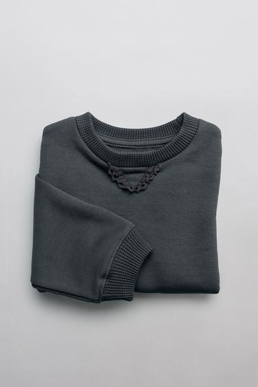 WAFFLE-DETAIL SWEATSHIRT - Dark anthracite by Zara