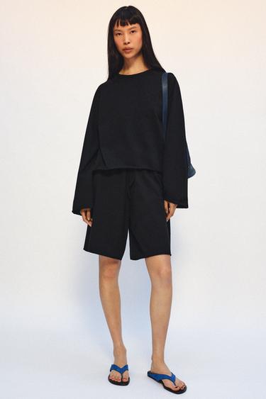 COTTON DRAWSTRING BERMUDA SHORTS - Black by Zara