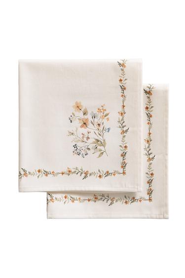 FLORAL PRINT NAPKIN (PACK OF 2) - Greens by Zara