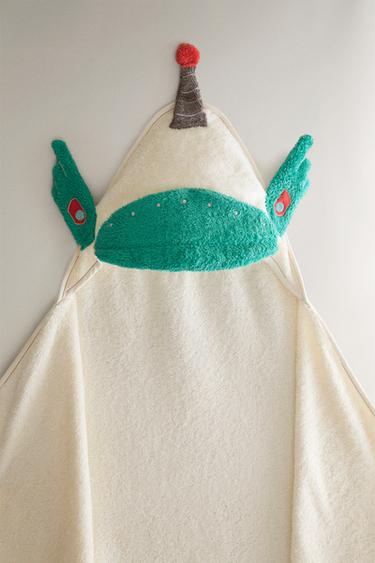 SPACE HOODED BABY TOWEL - Oyster-white by Zara