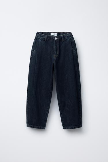 PLEATED BALLOON-FIT DENIM TROUSERS - Blue by Zara - Image 0