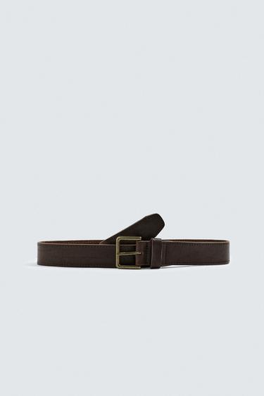 VINTAGE-EFFECT LEATHER BELT - Brown by Zara - Image 0