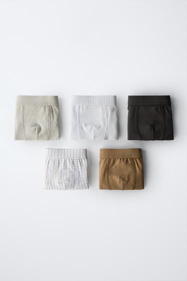 AGES 3-6/ FIVE-PACK OF STRIPED AND CHECKED BOXERS - Grey by Zara - Image 0