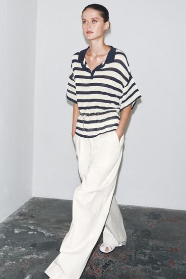 STRIPED KNIT POLO SHIRT - striped by Zara - Image 0