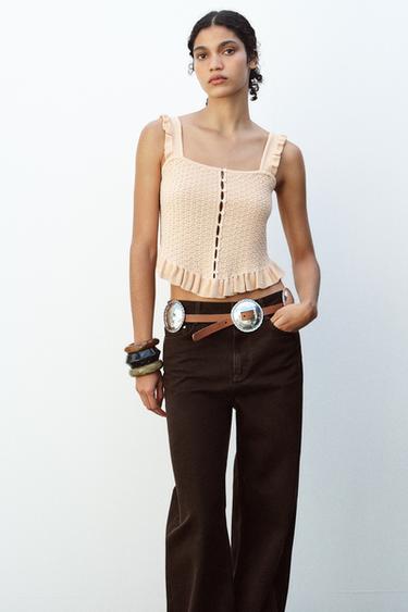 KNIT CORSETRY-INSPIRED TOP - Faded pink by Zara - Image 0