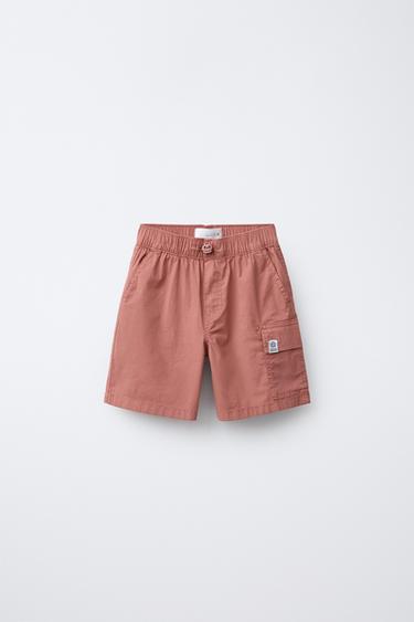 POPLIN CARGO BERMUDA SHORTS - Red / Coral by Zara - Image 0