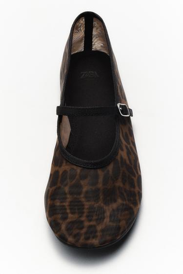 ORGANZA ANIMAL PRINT BALLET FLATS - Brown by Zara