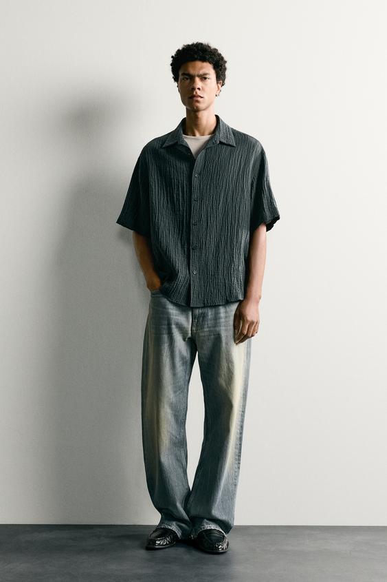 RELAXED FIT TEXTURED SHIRT - Blue by Zara - Image 0