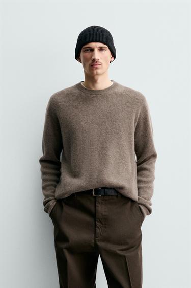 100% CASHMERE RIBBED JUMPER ORIGINS - Sand / Marl by Zara