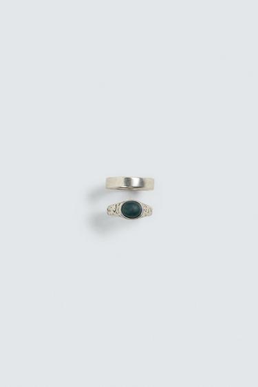 PACK OF 2 COMBINED METAL RINGS - Silver by Zara