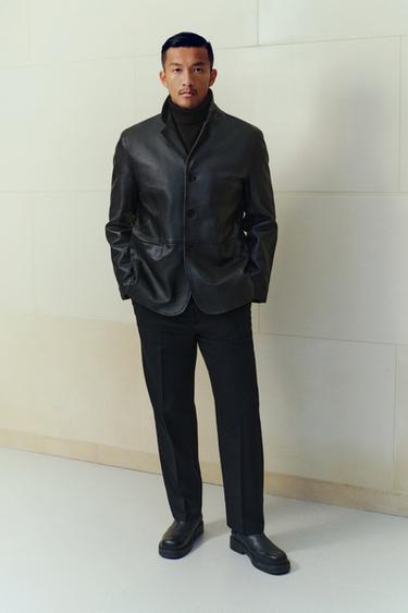 LEATHER BLAZER - Black by Zara
