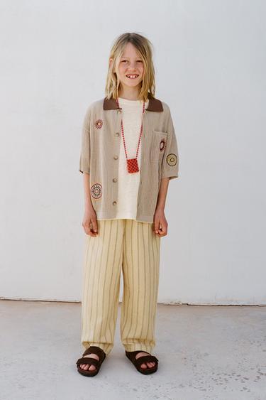 EMBROIDERED KNIT SHIRT - Beige by Zara