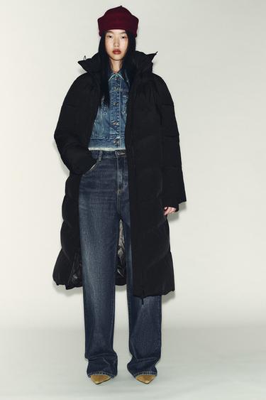 LONG WATER-REPELLENT AND WINDPROOF HOODED DOWN PUFFER JACKET - Black by Zara