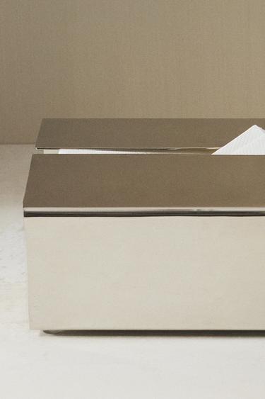 SHINY METAL TISSUE BOX - Silver by Zara