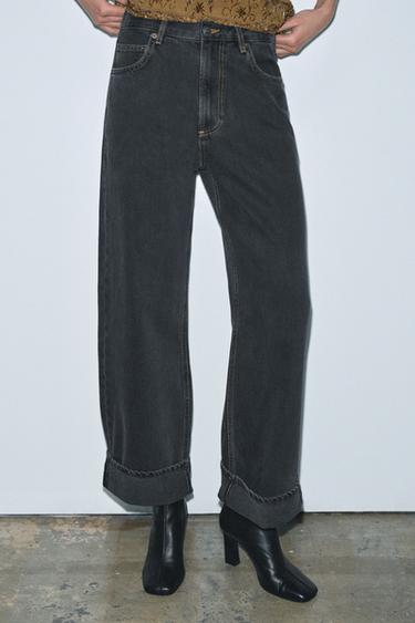 ZW COLLECTION BAGGY MID-WAIST JEANS - Black by Zara