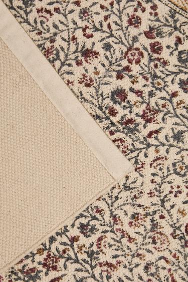 COTTON BLOCK PRINT RUG - Multicoloured by Zara