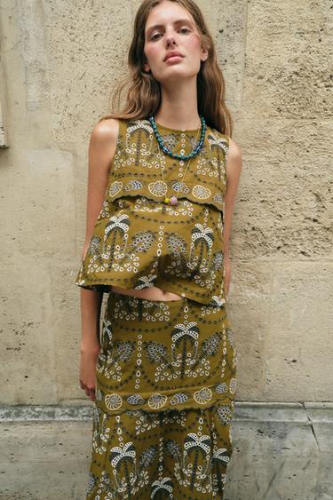 CUTWORK EMBROIDERY TOP - Multicoloured by Zara
