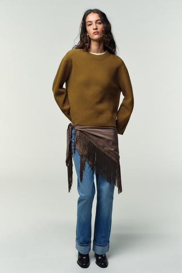 WOOL BLEND LONG SLEEVE JUMPER - Oil by Zara