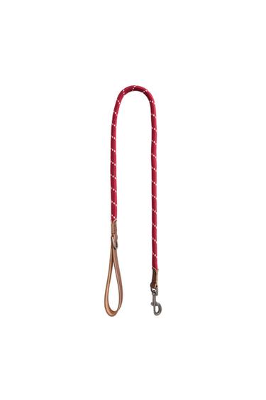 ROPE AND LEATHER PET LEAD - Red by Zara