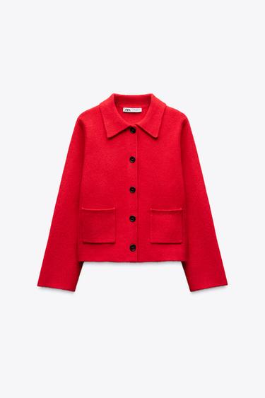 PLAIN KNIT CARDIGAN - Red by Zara