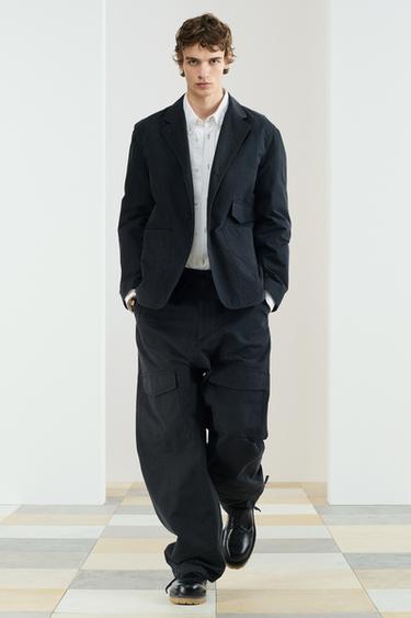 STRIPED BLAZER - Dark navy by Zara