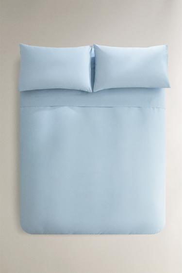 PERCALE DUVET COVER (200 THREAD COUNT) - Light blue by Zara
