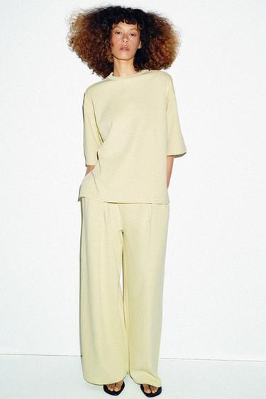 INTERLOCK TROUSERS - Light lime green by Zara
