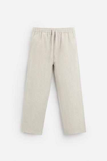 100% LINEN TROUSERS - Light beige by Zara