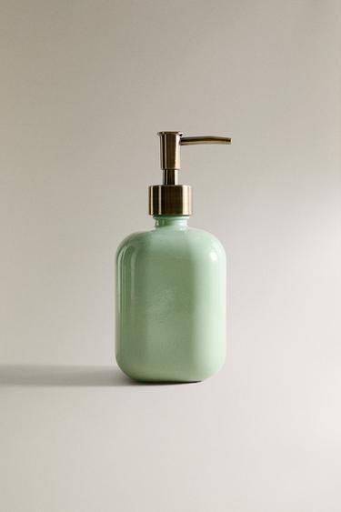JADE GREEN GLASS SOAP DISPENSER - Sea green by Zara