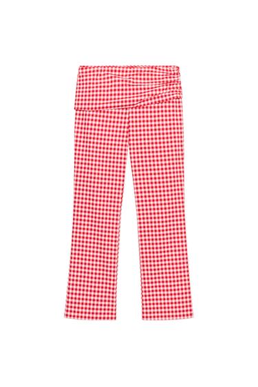 GINGHAM CHECK CAPRI TROUSERS - Red / White by Zara