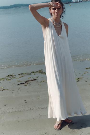 FLOWING DRESS WITH CONTRAST BACK - Ecru by Zara