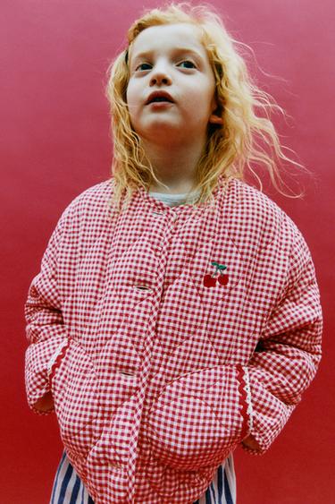 QUILTED GINGHAM JACKET - Red / White by Zara