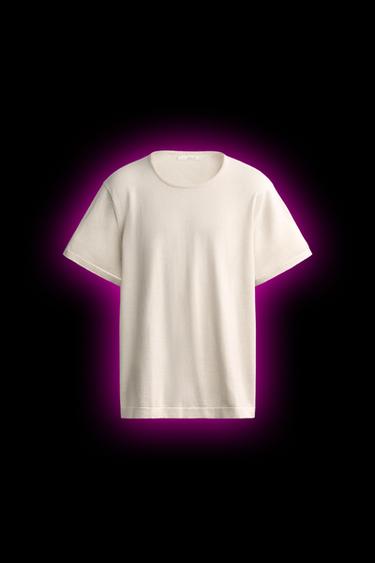 REGULAR FIT KNIT T-SHIRT - Ecru by Zara