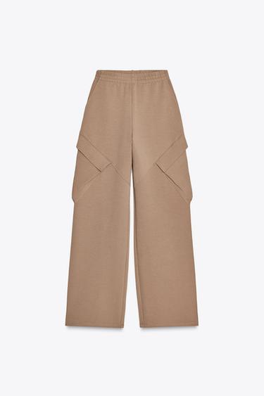 WIDE-LEG CARGO TROUSERS - Beige-pink by Zara