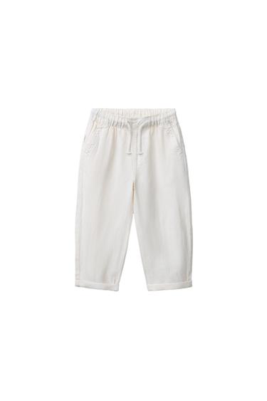 LOOSE-FITTING LINEN BLEND TROUSERS - Ecru by Zara