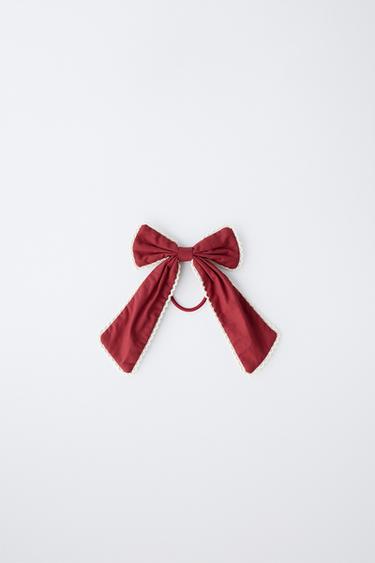 SCRUNCHIE WITH CONTRAST BOW DETAIL - Burgundy by Zara - Image 0