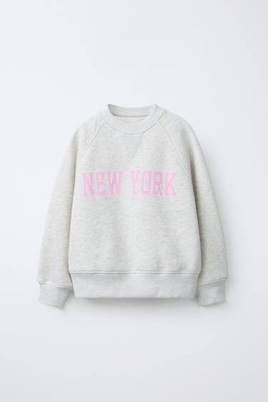 VARSITY SLOGAN SWEATSHIRT - Grey marl by Zara