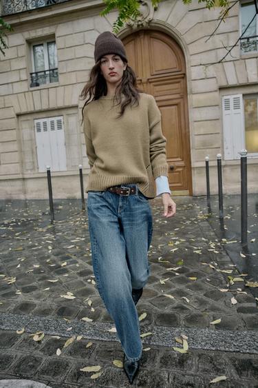 STRAIGHT KNIT JUMPER - Mid-green by Zara