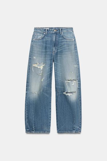 TRF MID-WAIST BAGGY BALLOON JEANS - Indigo by Zara