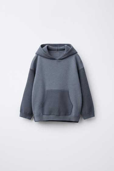 KNIT SWEATER WITH HOOD - Blue marl by Zara - Image 0