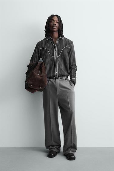FLOWING WIDE-LEG TROUSERS - Grey by Zara