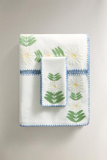 COTTON TABLECLOTH WITH CONTRAST EMBROIDERY - Ecru by Zara - Image 0