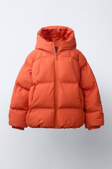 WATER-REPELLENT HOODED PADDED JACKET - Orange by Zara