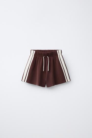 BERMUDA SHORTS WITH CONTRAST SIDE STRIPES - Burgundy by Zara