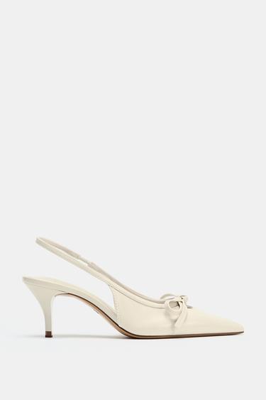 SLINGBACK SHOES WITH BOW - White by Zara
