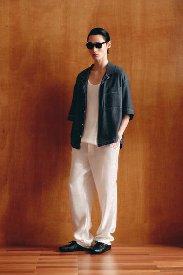 100% LINEN SUIT TROUSERS - White by Zara
