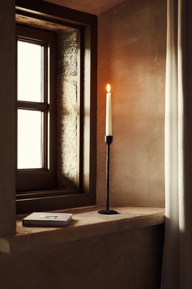 FACETED METAL CANDLESTICK - Black by Zara