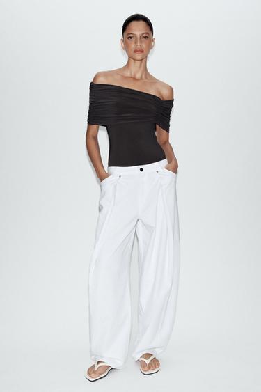 ASYMMETRIC GATHERED BODYSUIT - Anthracite grey by Zara
